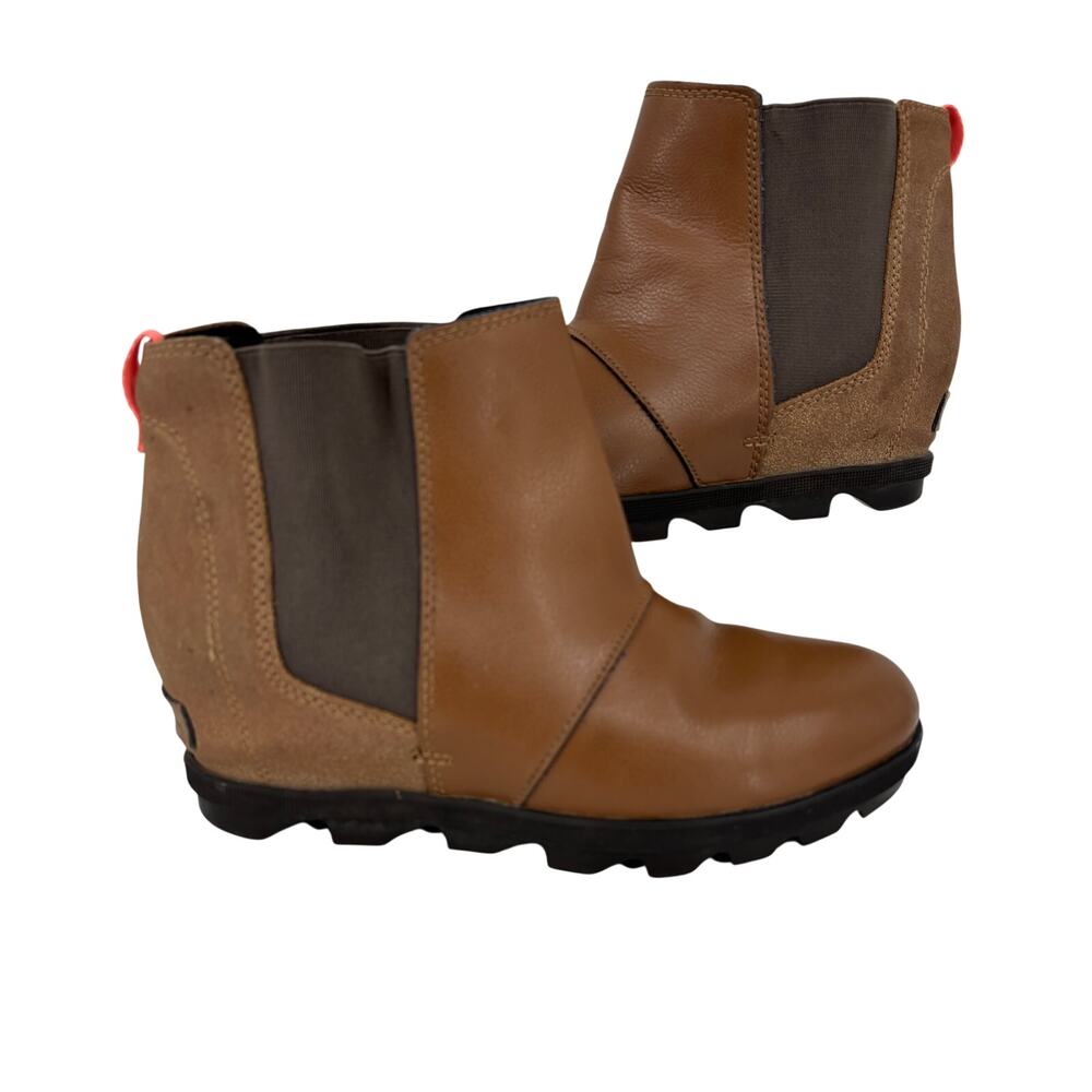 Sorel Joan of Arctic Wedge II Chelsea Bootie Size‎ 4 Brown Leather Pull On Boot